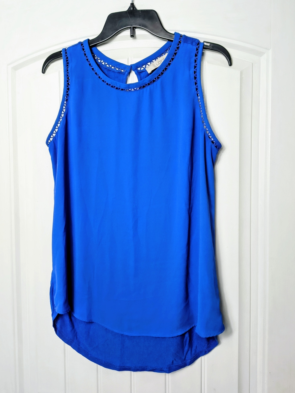 LOFT Royal Blue Sleeveless Trimmed High-Low Camisole